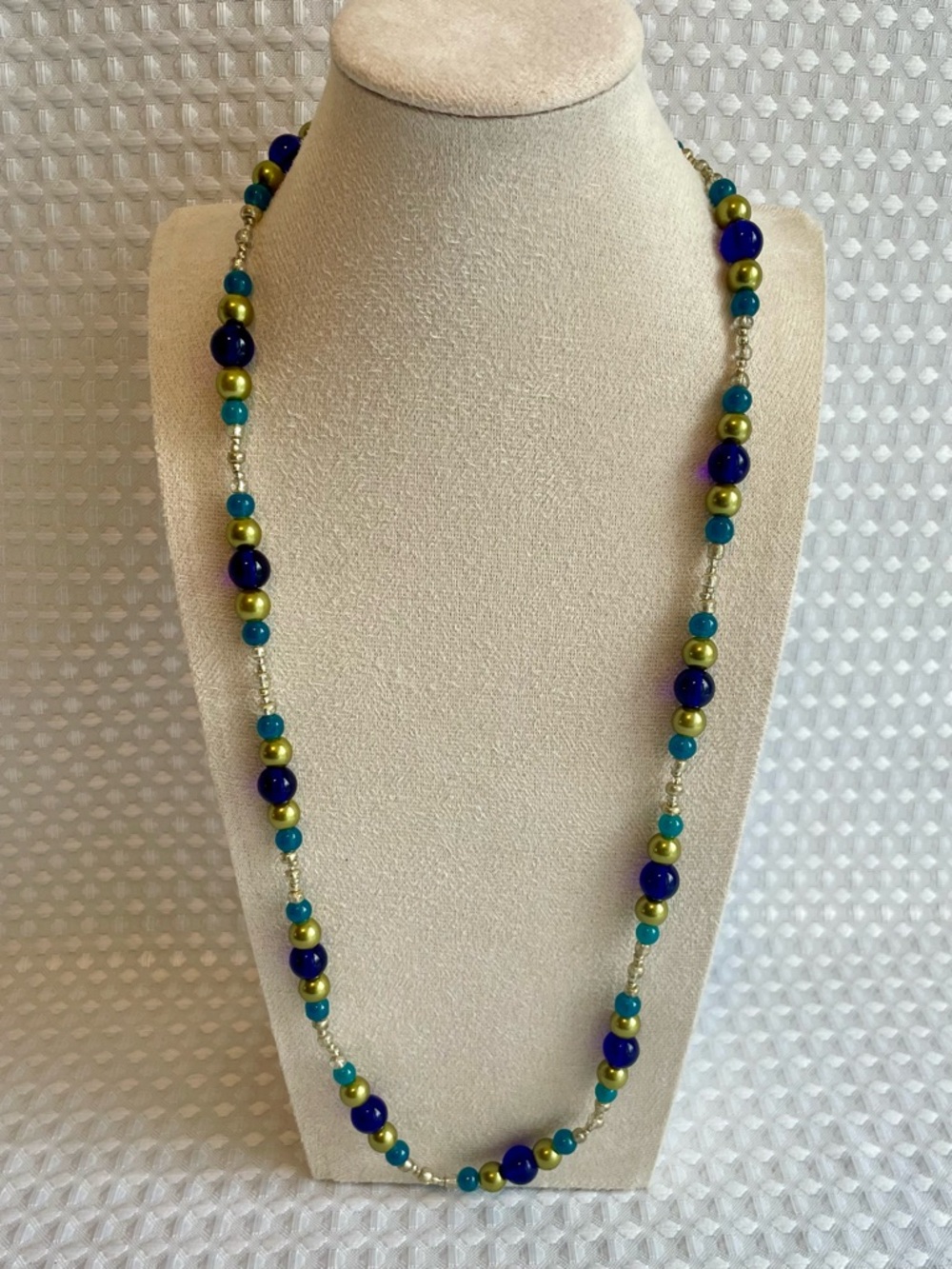 Handmade Artisan Multi-Color Beaded Long Necklace with Toggle Clasp